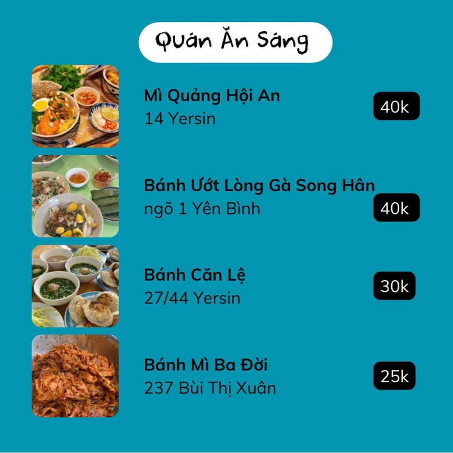Ăn sáng tại quán ăn ngon Đà Lạt như bánh mì Ba Đời, bánh căn Lệ