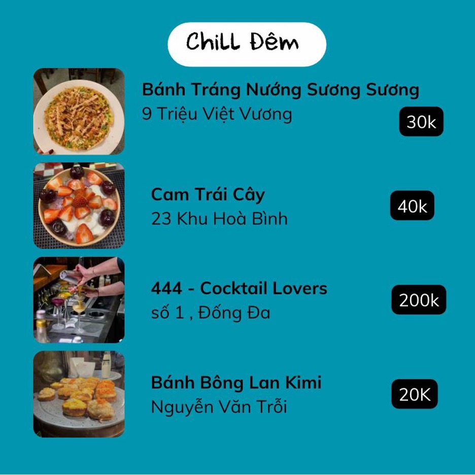 Món ăn vặt và đồ uống tại quán ăn ngon Đà Lạt buổi đêm