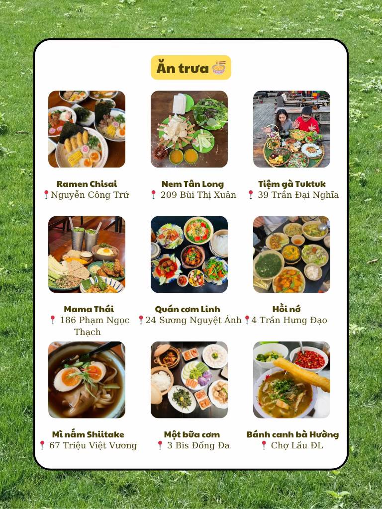 Quán ăn trưa ngon ở Đà Lạt với nem nướng, gà TukTuk, cơm nhà – lựa chọn tuyệt vời cho Đà Lạt ăn gì buổi trưa