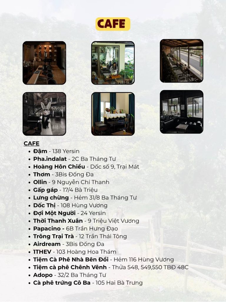 List các quán cà phê sáng + checkin