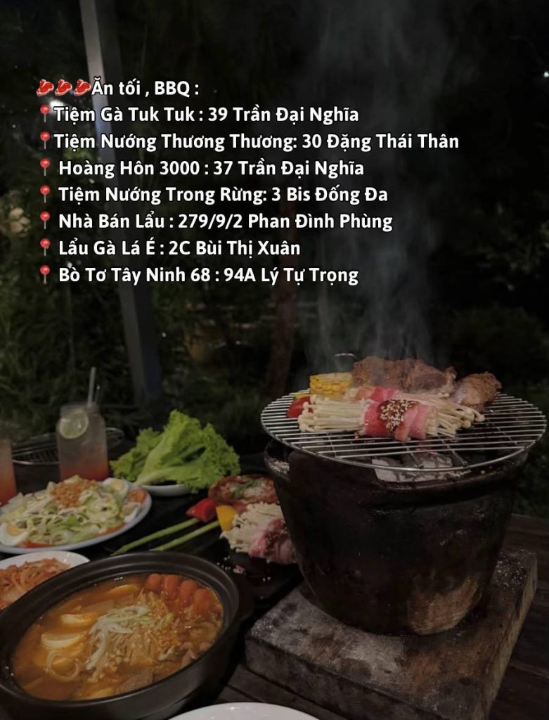 Danh sách quán ăn tối và BBQ ở Đà Lạt: Tiệm Gà Tuk Tuk, Thương Thương, Hoàng Hôn 3000