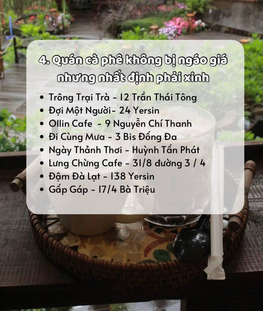 List các quán cà phê check in