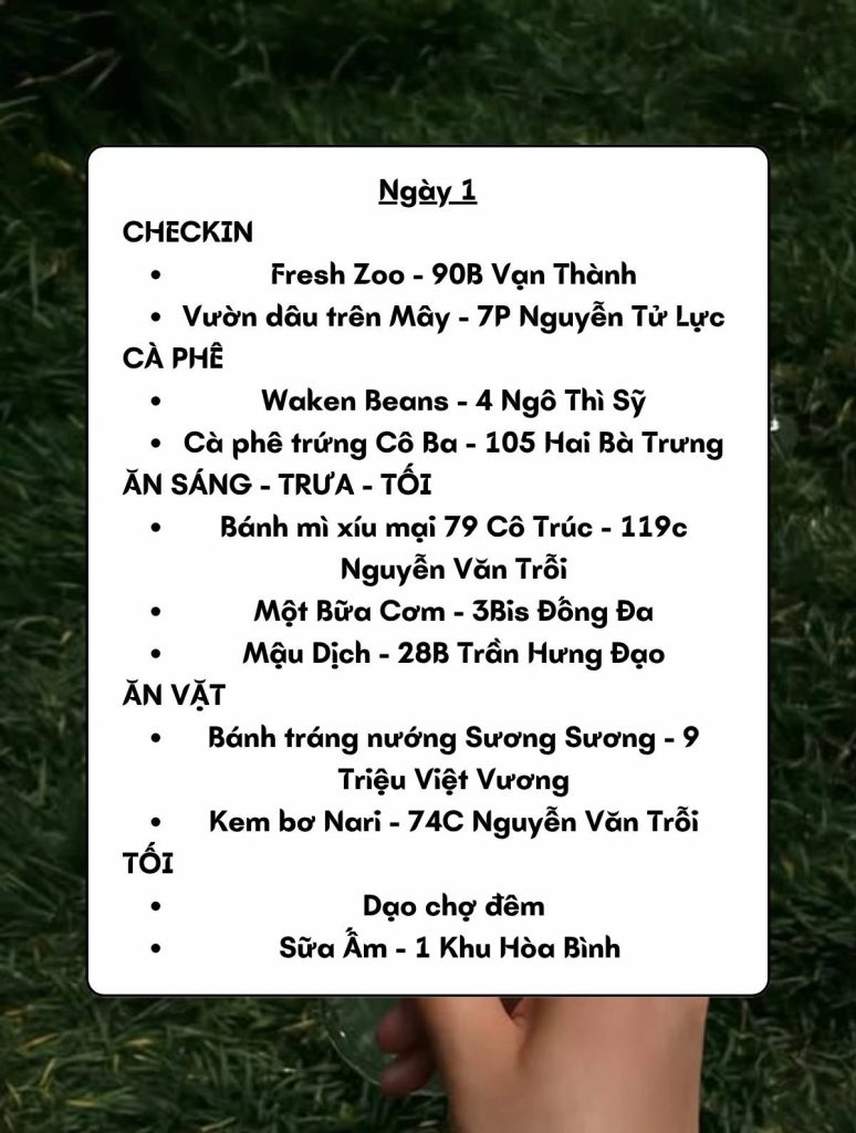 Lịch trình vi vu Đà Lạt ngày 1