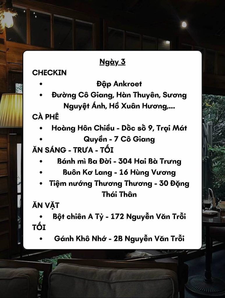 Lịch trình vi vu Đà Lạt ngày 3