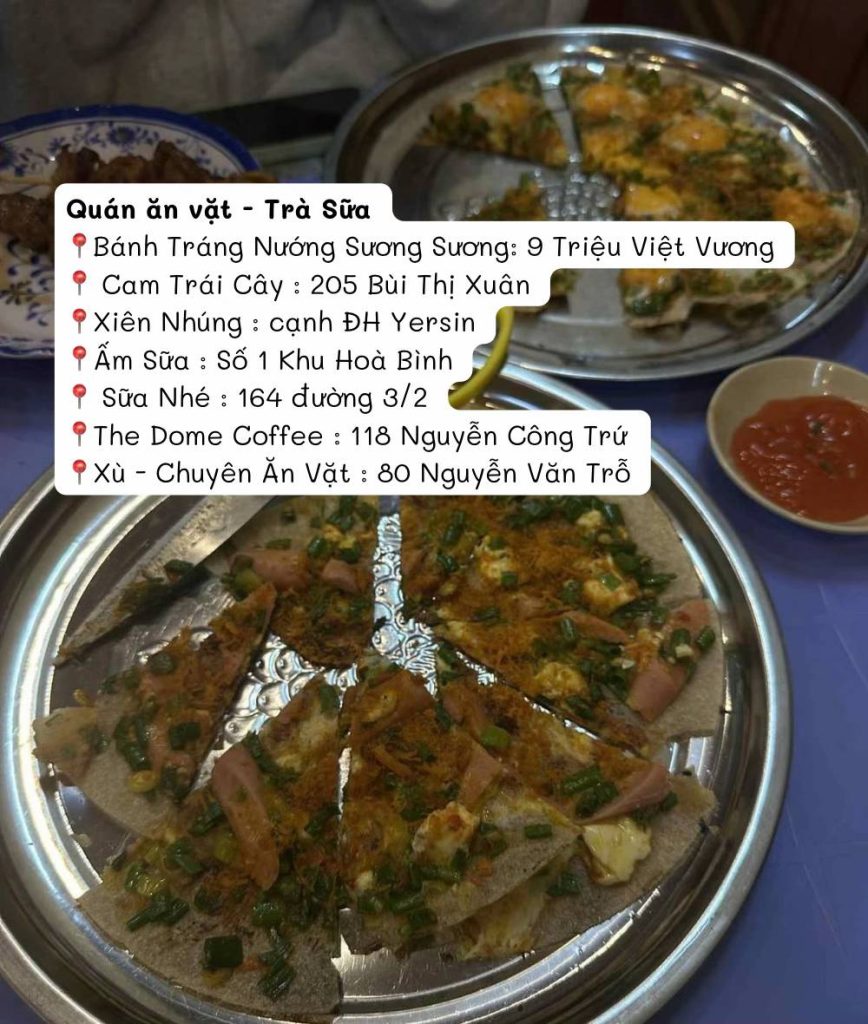 List các quán ăn vặt + trà sữa ngon