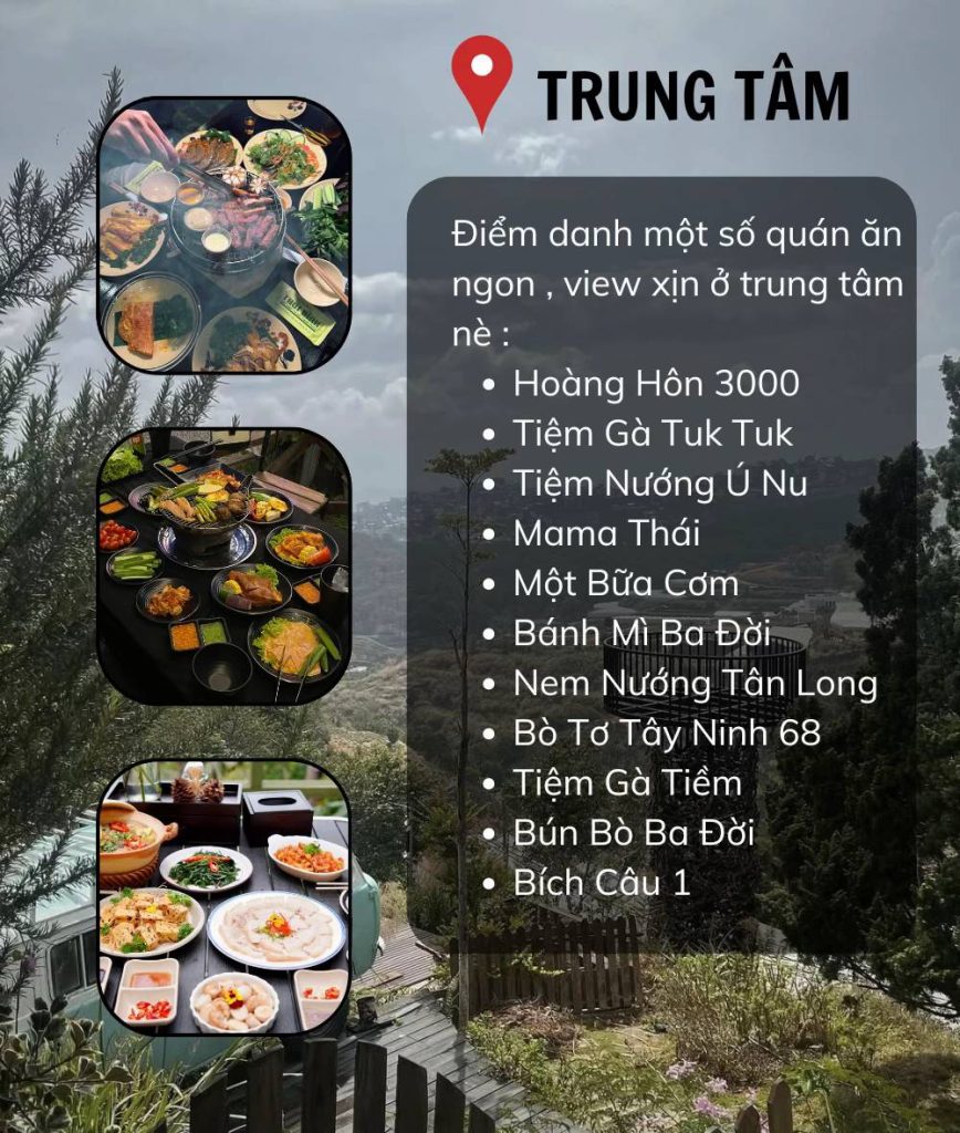 Hình ảnh tổng hợp quán ăn ngon Đà Lạt tại khu trung tâm