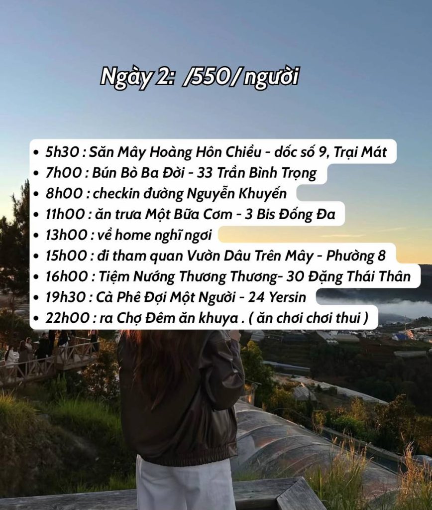 Lịch trình vi vu Đà Lạt ngày 2