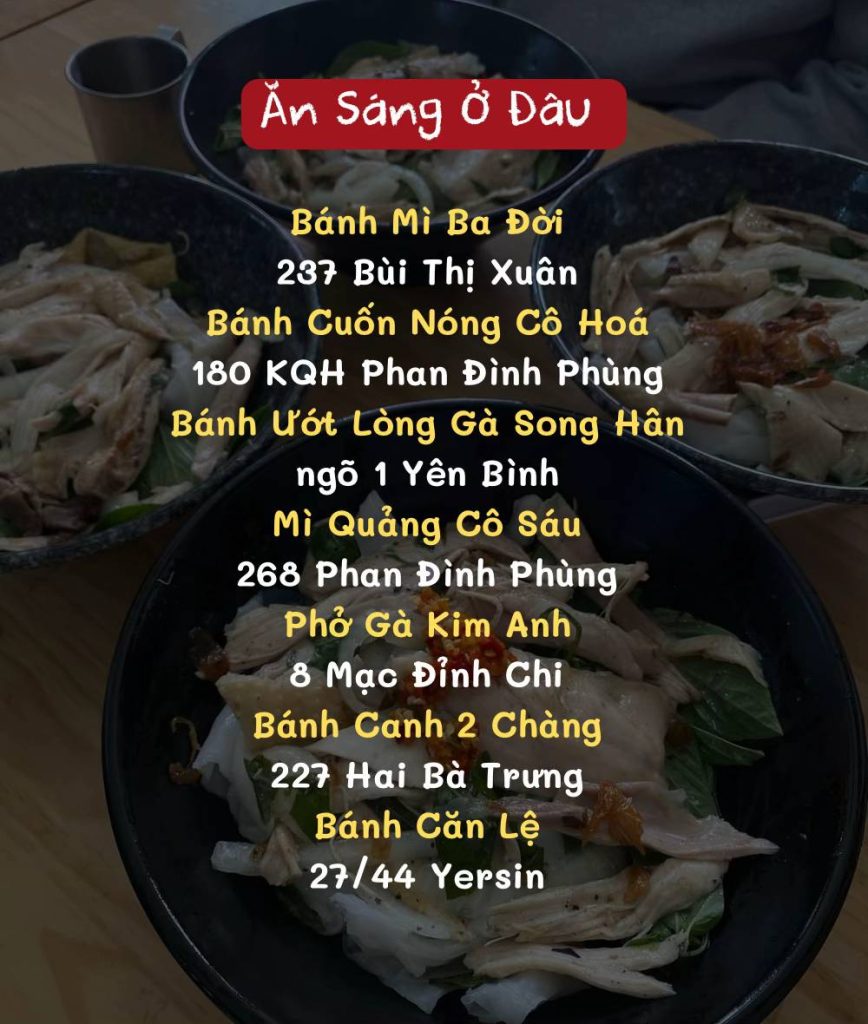 bữa sáng với bánh ướt lòng gà, gợi ý quán ăn sáng ngon Đà Lạt