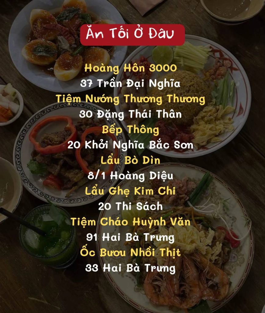 ăn tối với nhiều món ngon, gợi ý quán ăn ngon Đà Lạt buổi tối