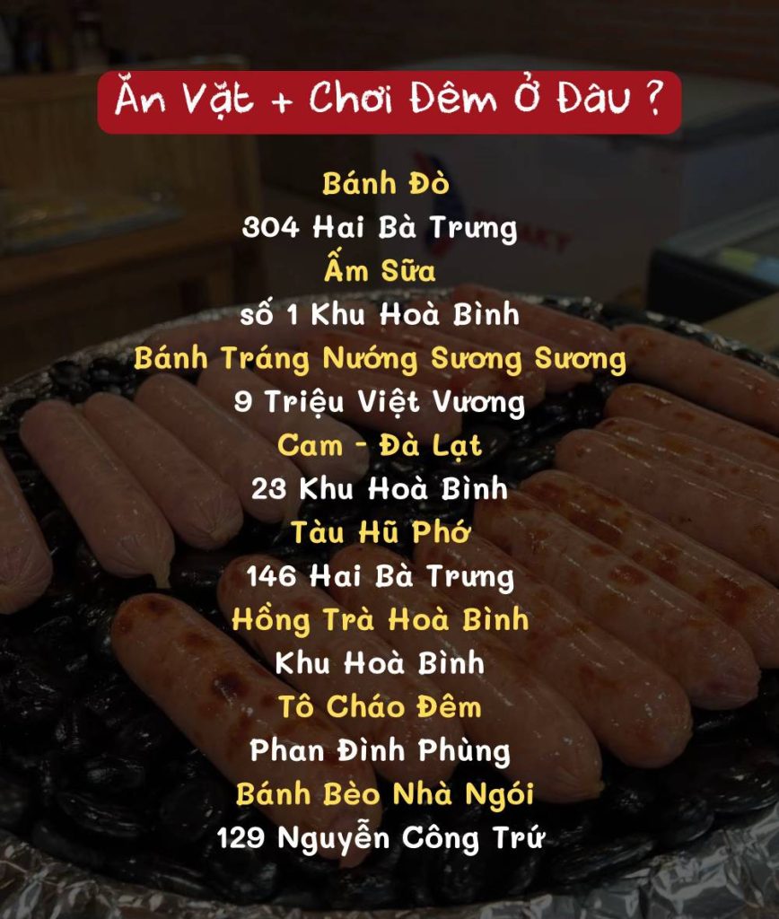 gợi ý ăn vặt và quán ăn ngon Đà Lạt về đêm