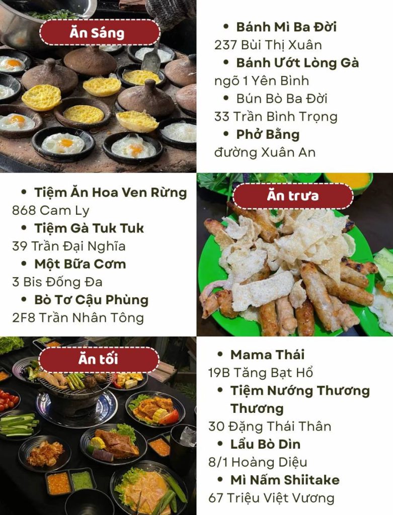 món ăn sáng, trưa, tối ở các quán ăn ngon Đà Lạt