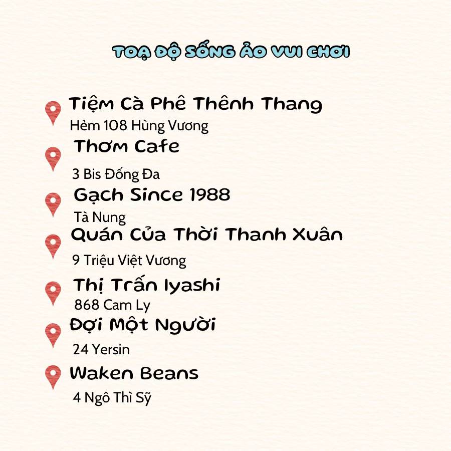 List các quán cà phê check in