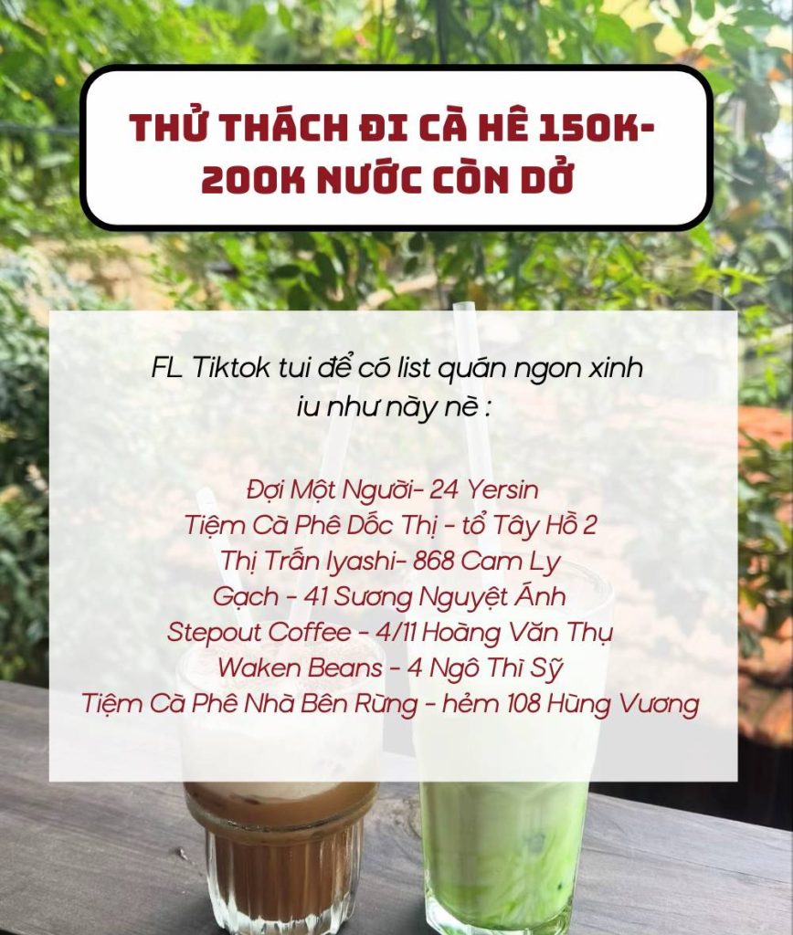 List các quán cà phê check in