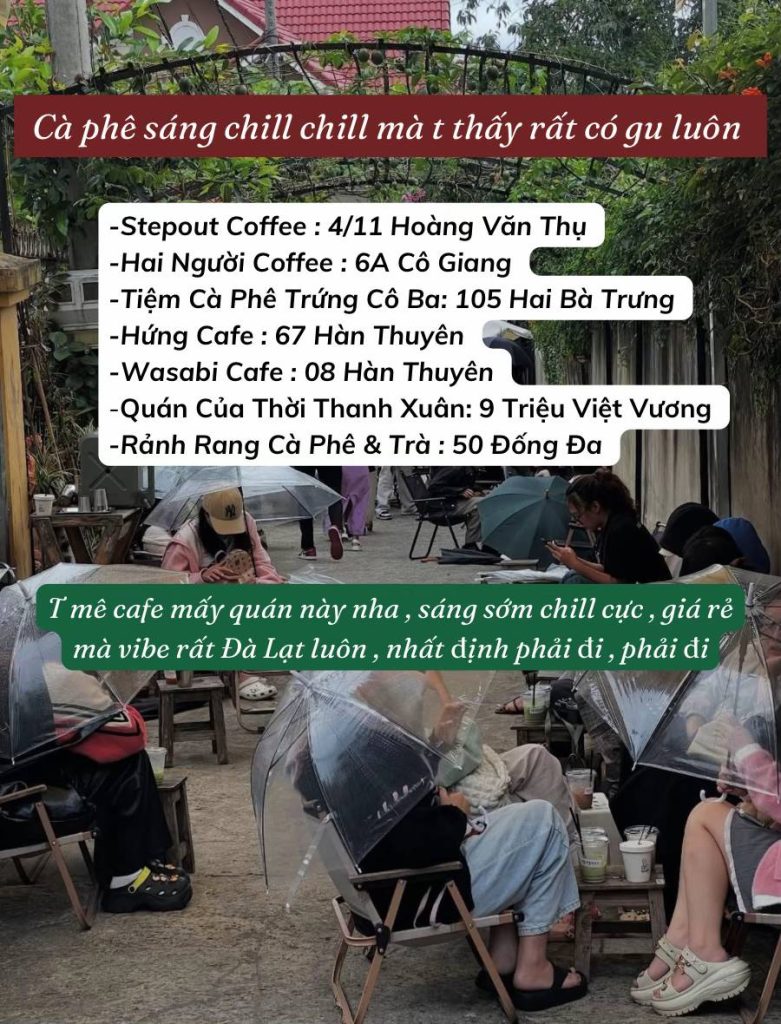 List các quán cà phê check in xinh xỉu