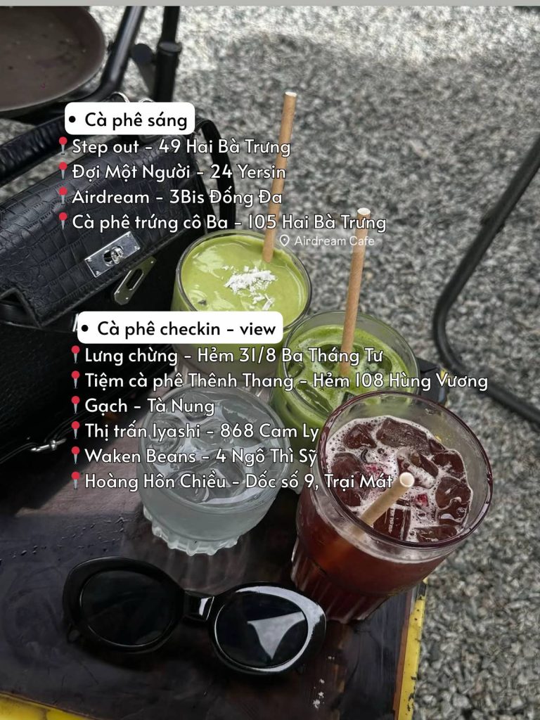 List các quán cà phê sáng + checkin