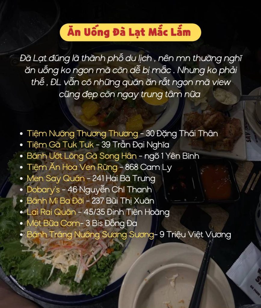 Danh sách các quán ăn ngon Đà Lạt